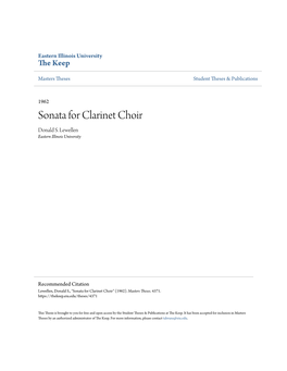 Sonata for Clarinet Choir Donald S