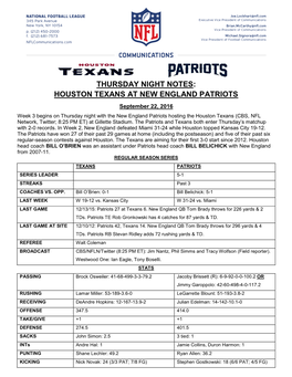 Houston Texans at New England Patriots