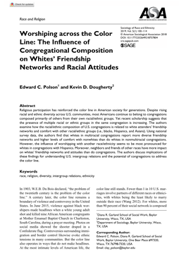 Worshiping Across the Color Line: the Influence of Congregational Composition on Whites' Friendship Networks and Racial Attitu