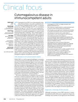 Cytomegalovirus (CMV) Is a Highly Prevalent and Prevalence Ranging from 45% to 100%.1 a National Globally Distributed Virus