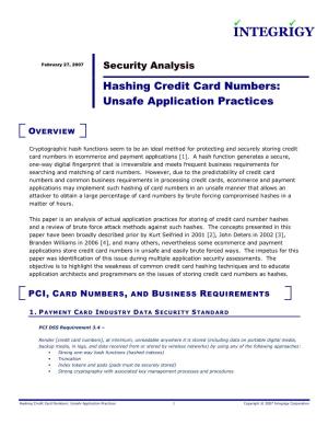 Hashing Credit Card Numbers: Unsafe Application Practices 1 Copyright © 2007 Integrigy Corporation   INTEGRIGY