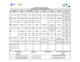 Miami Open Presented by Itaú ORDER of PLAY - THURSDAY, 25 MARCH 2021