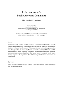 In the Absence of a Public Accounts Committee