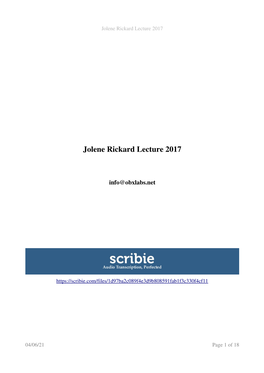 Jolene Rickard Lecture 2017