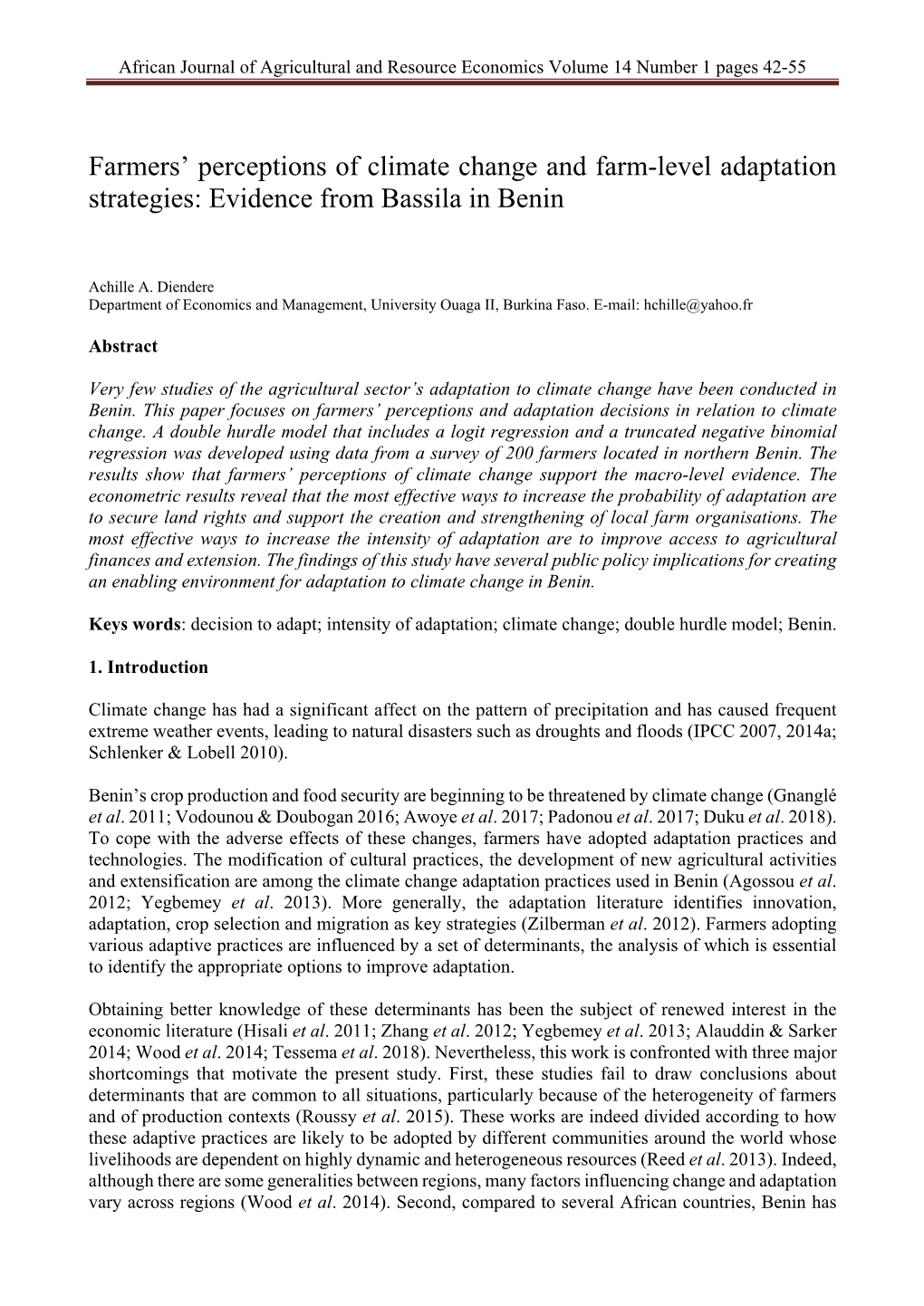 Farmers' Perceptions of Climate Change and Farm-Level Adaptation