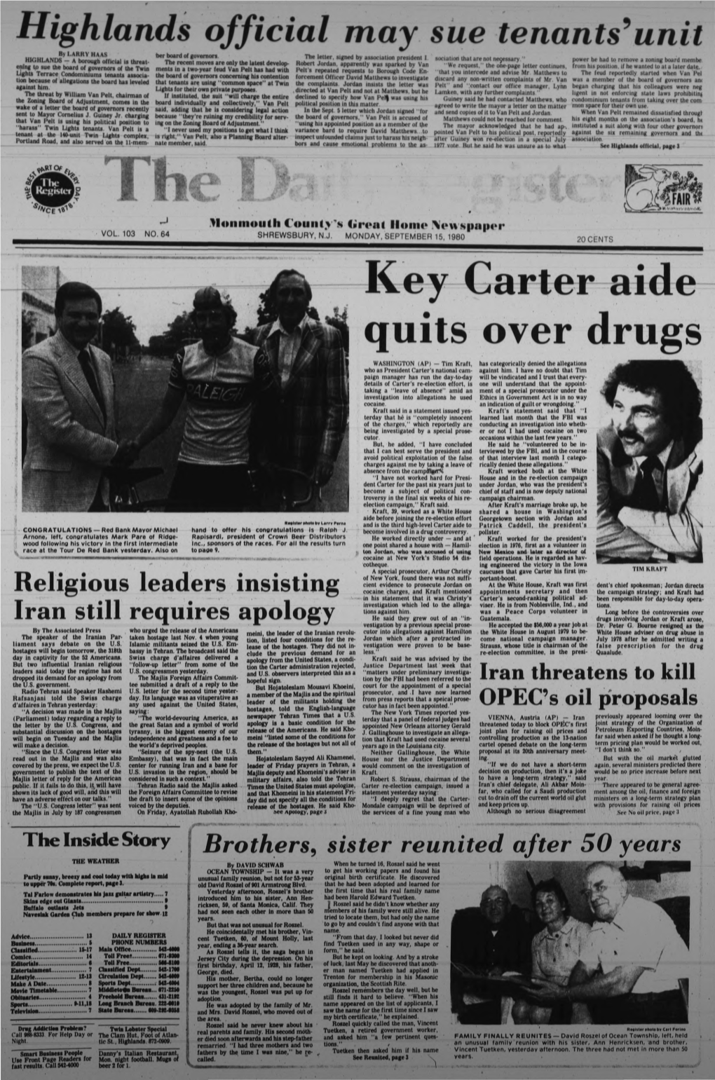 Key Carter Aide Quits Over Drugs WASHINGTON (AP) - Tim Kraft, Has Categorically Denied the Allegations Who As President Carter's National Cam- Against Him