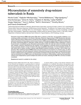 Microevolution of Extensively Drug-Resistant Tuberculosis in Russia
