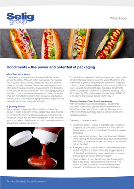 Condiments – the Power and Potential of Packaging