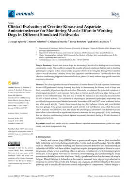 Clinical Evaluation of Creatine Kinase and Aspartate Aminotransferase for Monitoring Muscle Effort in Working Dogs in Different Simulated Fieldworks