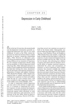 Depression in Early Childhood