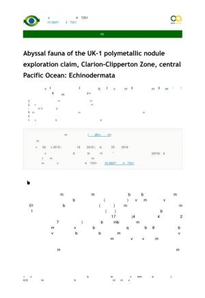 Abyssal Fauna of the UK-1 Polymetallic Nodule Exploration Claim, Clarion-Clipperton Zone, Central Pacific Ocean: Echinodermata