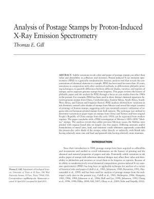 Analysis of Postage Stamps by Proton- Induced X