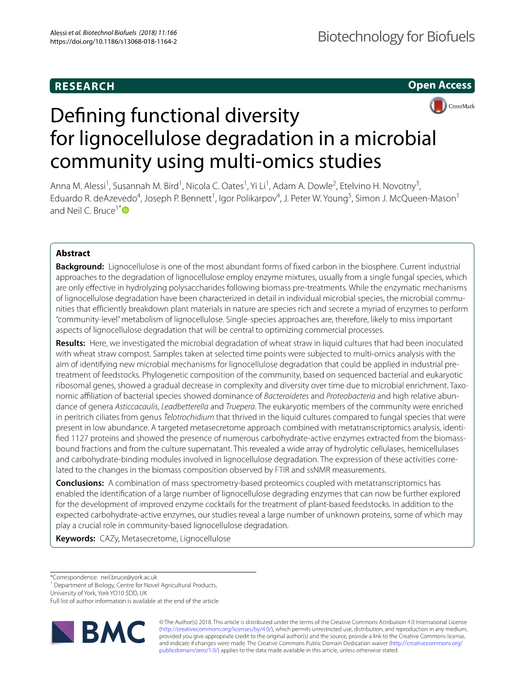 Defining Functional Diversity for Lignocellulose Degradation in a Microbial Community Using Multi-Omics Studies