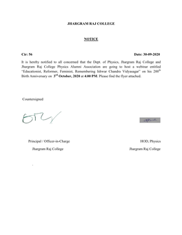 Jhargram Raj College Notice