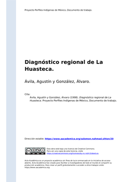 Diagnóstico Regional De La Huasteca