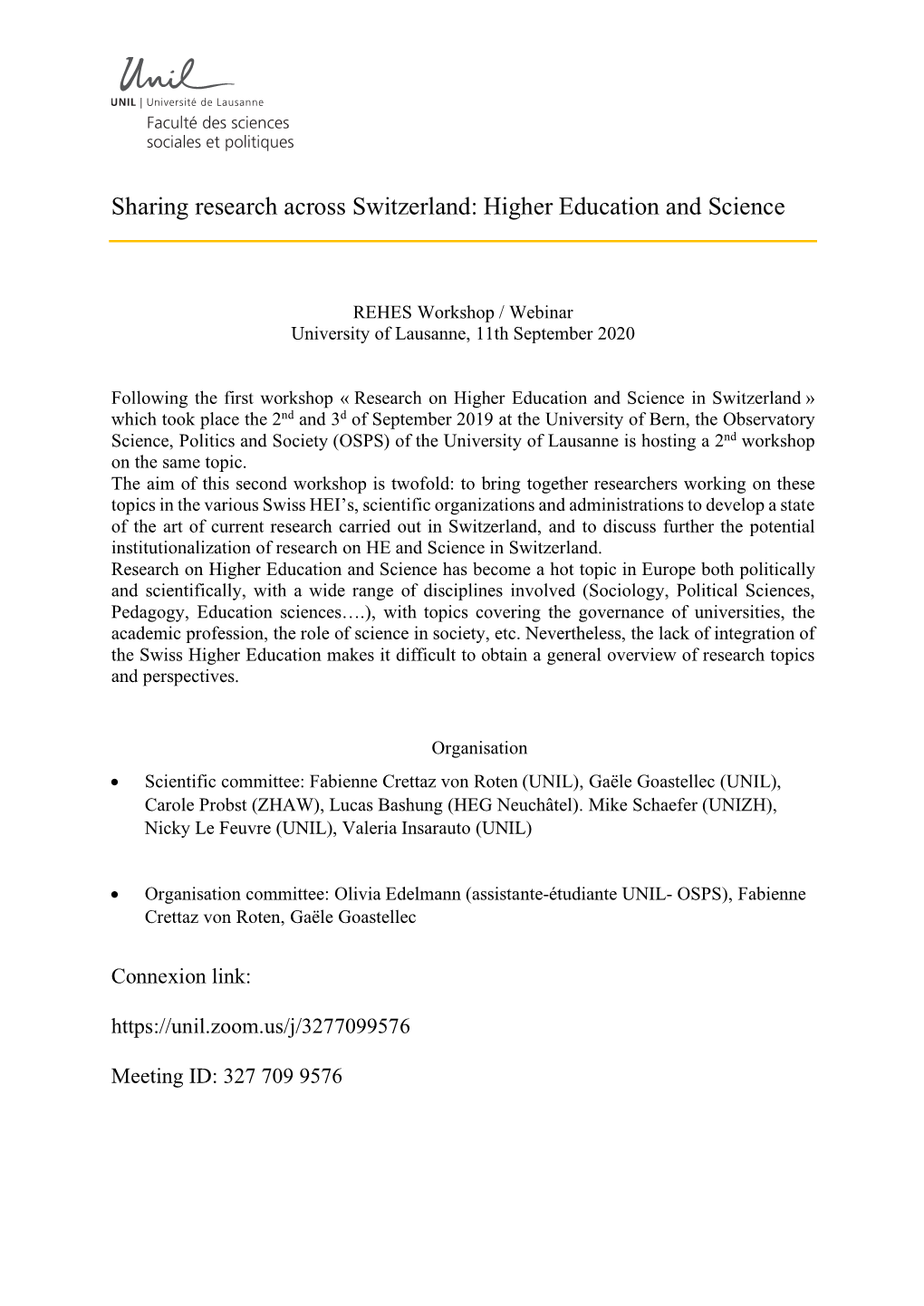 Sharing Research Across Switzerland: Higher Education and Science