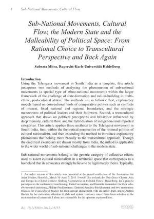 Sub-National Movements, Cultural Flow, the Modern State and the Malleability of Political Space: from Rational Choice to Transcultural Perspective and Back Again