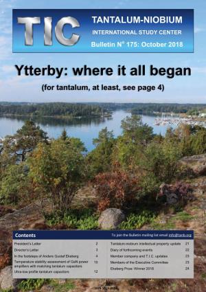 Ytterby: Where It All Began (For Tantalum, at Least, See Page 4)
