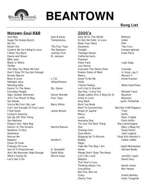 Beantown Song List 2010