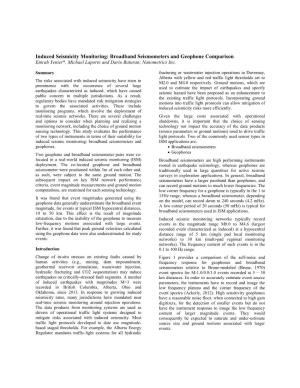 Broadband Seismometers and Geophone Comparison Emrah Yenier*, Michael Laporte and Dario Baturan; Nanometrics Inc