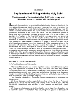 Baptism in and Filling of the Holy Spirit
