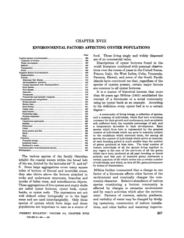 CHAPTER XVIII Envmonmental FACTORS AFFECTING OYSTER POPULATIONS
