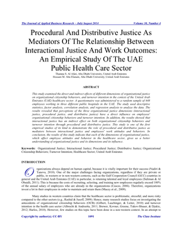 Procedural and Distributive Justice As Mediators of the Relationship