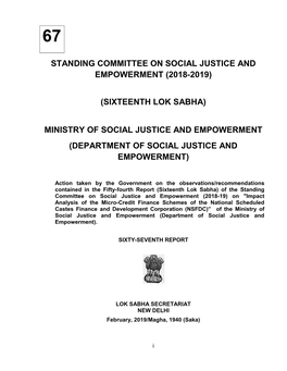 (Sixteenth Lok Sabha) Ministry of Social Justice And
