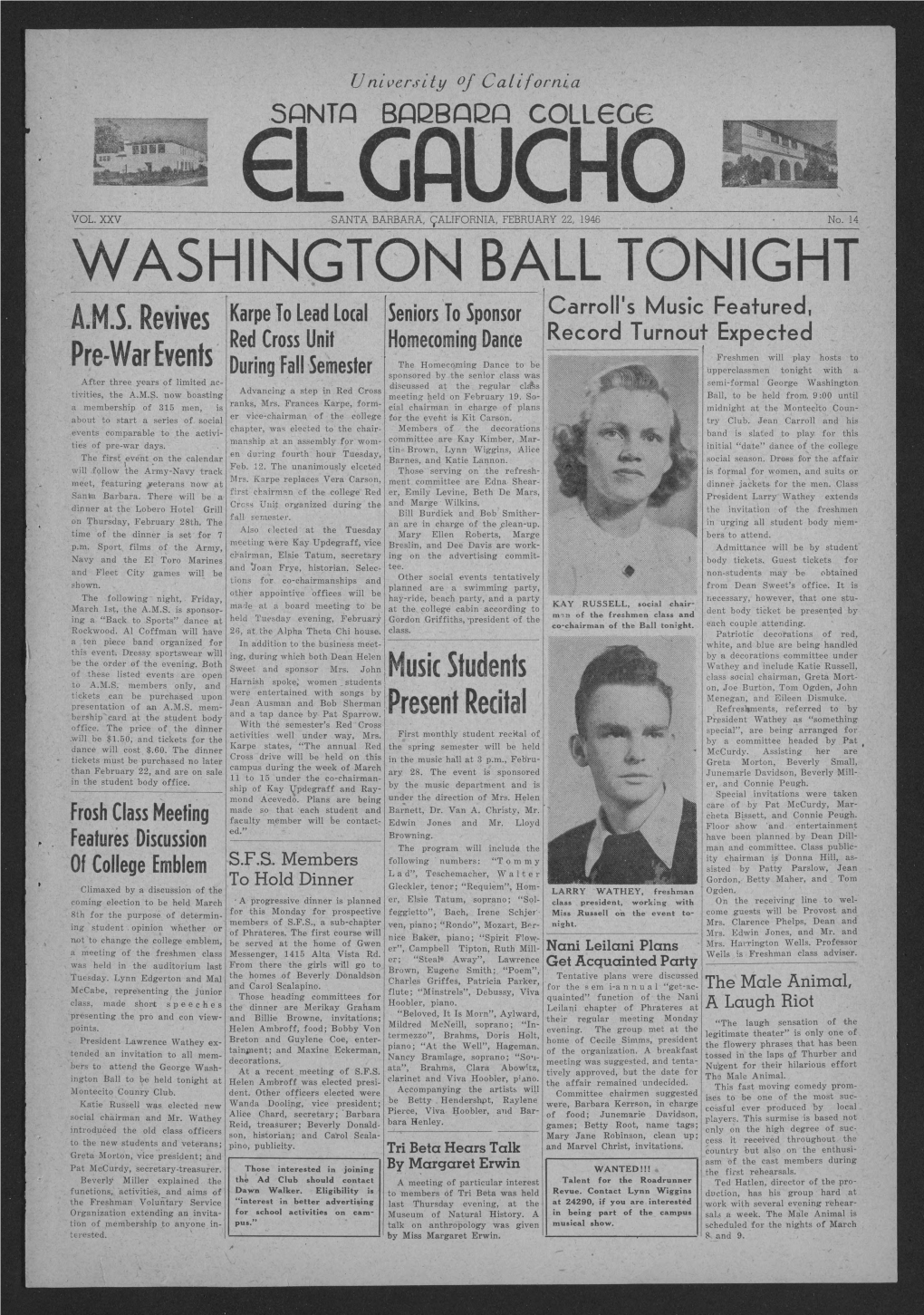 Washington Ball Tonight A.M.S
