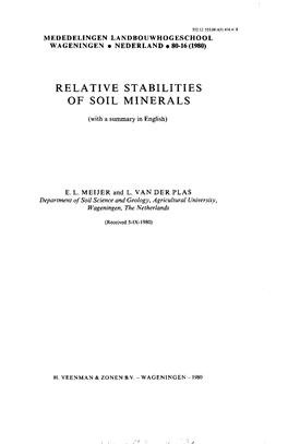 Relative Stabilities of Soil Minerals