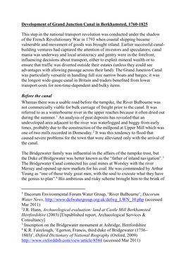 Development of Grand Junction Canal in Berkhamsted, 1760-1825 This