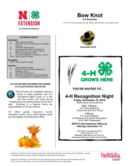 Bow Knot 4-H Newsletter