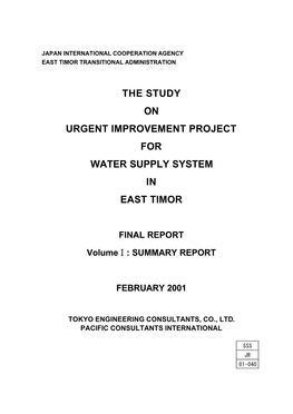 The Study on Urgent Improvement Project for Water Supply System in East Timor
