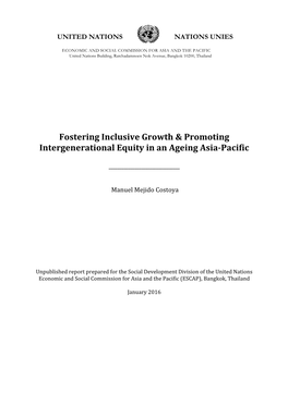 Fostering Inclusive Growth & Promoting Intergenerational Equity