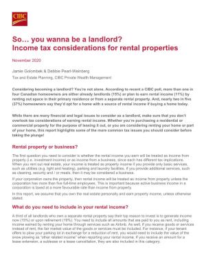 So… You Wanna Be a Landlord? Income Tax Considerations for Rental Properties