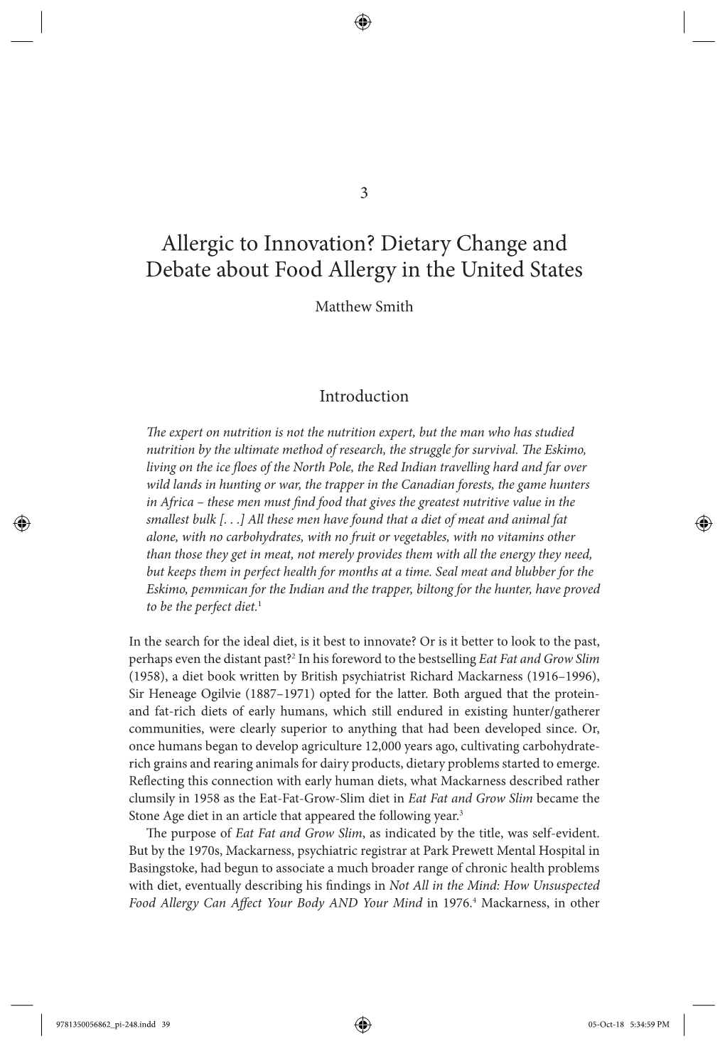 Dietary Change and Debate About Food Allergy in the United States