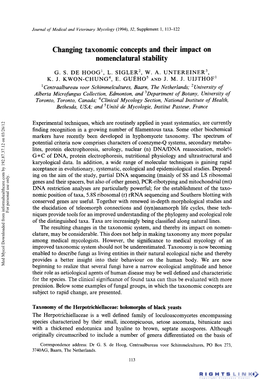 Changing Taxonomic Concepts and Their Impact on Nomenclatural Stability