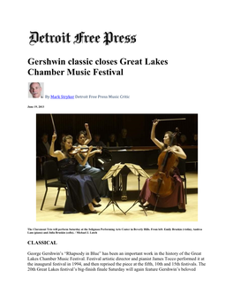 Gershwin Classic Closes Great Lakes Chamber Music Festival