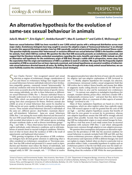 An Alternative Hypothesis for the Evolution of Same-Sex Sexual Behaviour in Animals