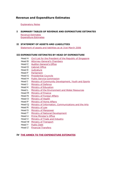 Revenue and Expenditure Estimates Financial Year 2007