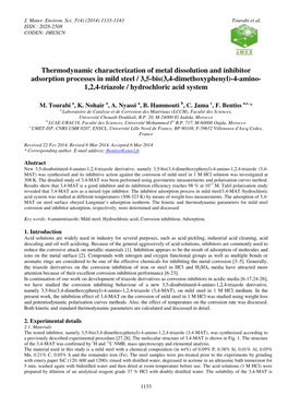 Thermodynamic Characterization of Metal Dissolution and Inhibitor