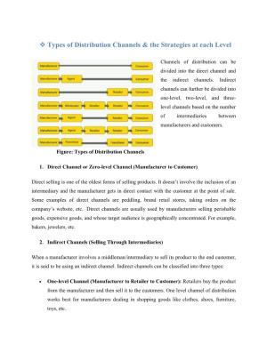Types of Distribution Channels & the Strategies at Each Level