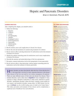 Hepatic and Pancreatic Disorders Brian A
