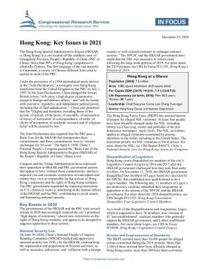 Hong Kong: Key Issues in 2021