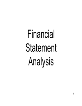 Financial Statement and Analysis