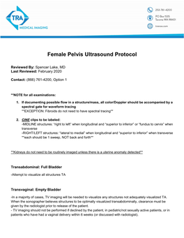 Female Pelvis Ultrasound Protocol