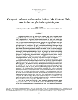 Endogenic Carbonate Sedimentation in Bear Lake, Utah and Idaho, Over the Last Two Glacial-Interglacial Cycles
