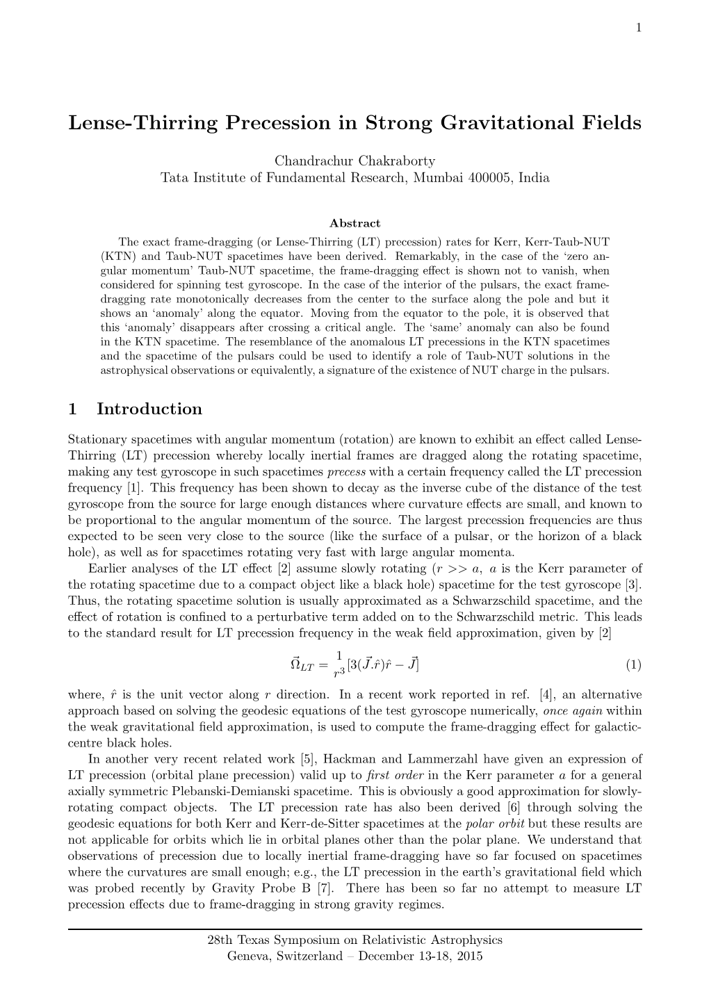 Lense-Thirring Precession in Strong Gravitational Fields