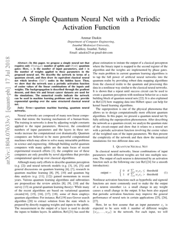 A Simple Quantum Neural Net with a Periodic Activation Function