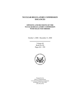 NUREG-0750, Vol. 68, Book II, "Nuclear Regulatory Commission